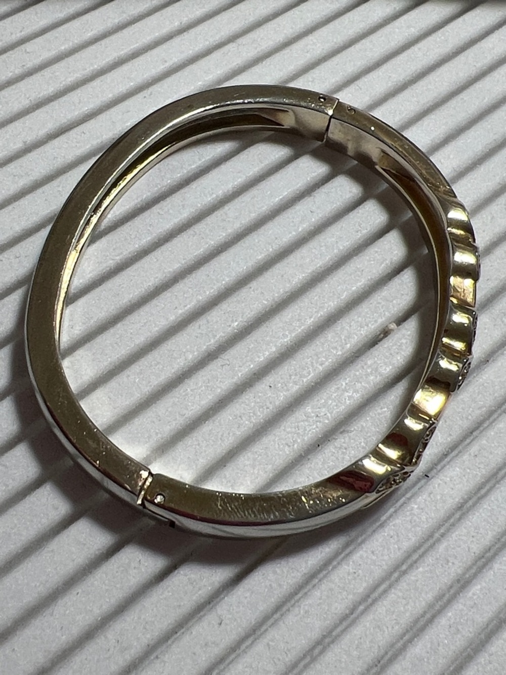 Silver-Tone Rhinestone Twist Bangle Bracelet - Picture 4 of 7